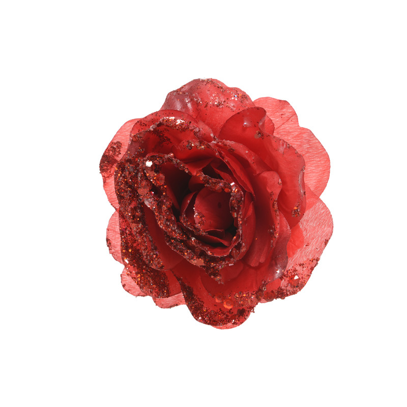 Rosa roja 14 cm, poliéster