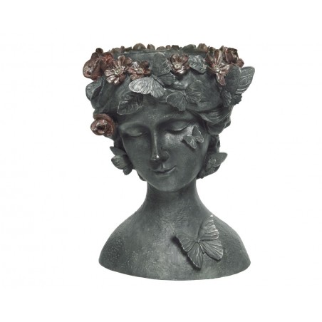 Maceta busto mujer corona flores 23 cm