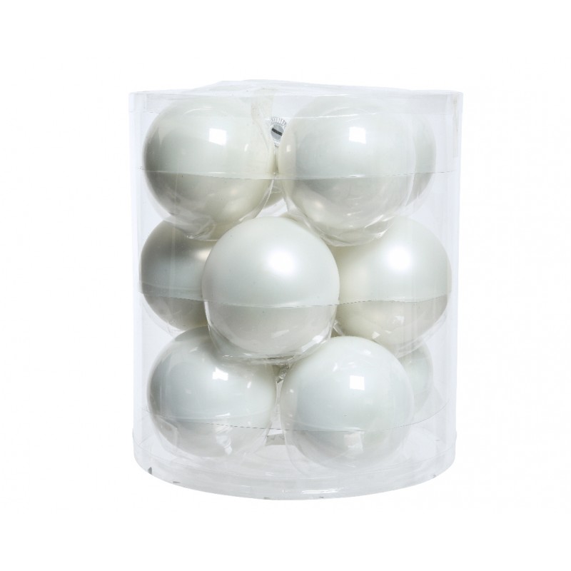Set de 12 bolas blancas de 8 cm