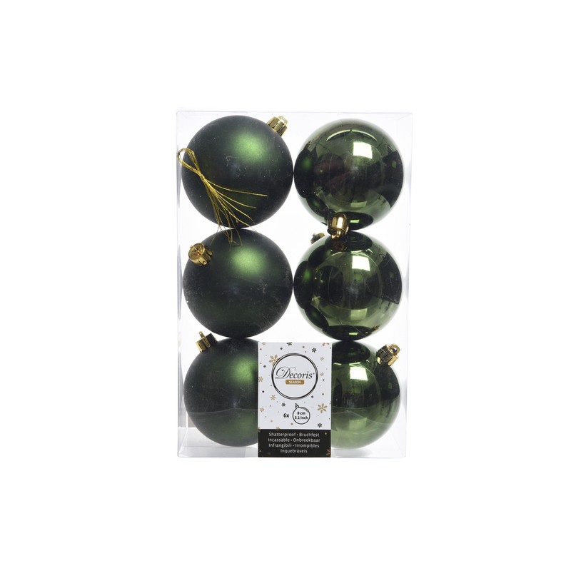 Set 6  bolas verde oscuro brillo + mate, antirrotura