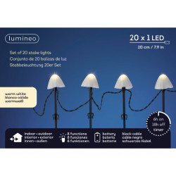 Luz de estaca LED 8 funciones efecto centelleo a pilas uso en exteriores