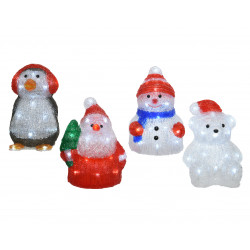 Figuras LED acrilico papa noel - oso - pingüino - muñeco de nieve a pilas