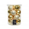Tubo 16 bolas perla / dorado, cristal esmaltado