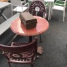 Conjunto terraza alumnio granate: mesa y 2 sillas