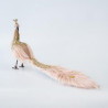 PAVO REAL ATERCIOPELADO SALMÓN LIGERO. CON PLUMAS 30x17x60cm