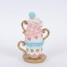 TAZAS DE TÉ DECORATIVAS DE POLIRESINA CON MACARONS ROSA 9x11,5x18cm