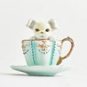 TAZA DECORATIVA CON PERRO AZUL CLARO 10x11cm