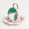 TAZA DECORATIVA CON PERRO ROSA 10x11cm