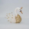 CISNE DE TERCIOPELO BLANCO CON PURPURINA DORADA 27x22x28cm