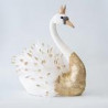CISNE DE TERCIOPELO BLANCO CON PURPURINA DORADA 50cm