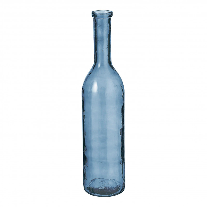 Botella azul cristal h75x18cm