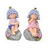 Figuras de poliresina niño-niña en roca 2 modelos