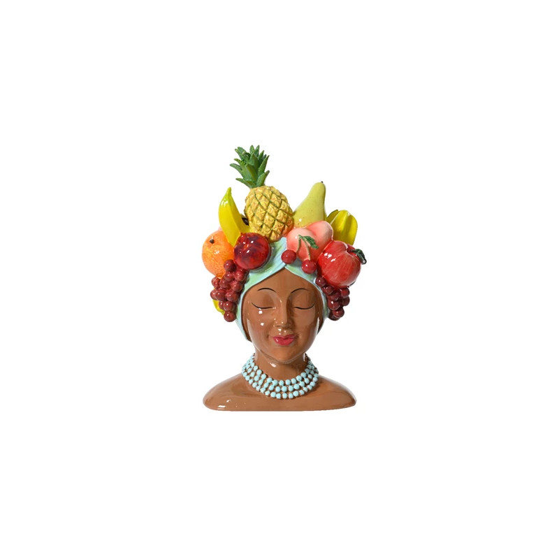 Jardinera cabeza de poliresina frutas