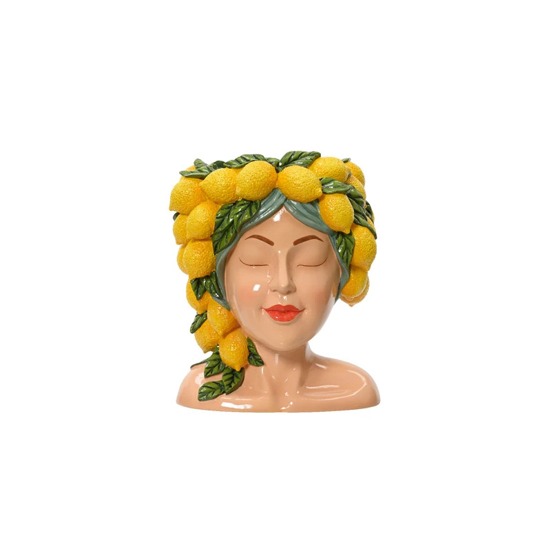 Jardinera cabeza de poliresina limones