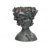 Jardinera de poliresina para mujer busto antiguo w flores