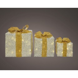 Set 3 cajas regalo doradas LED