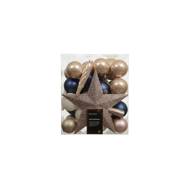 Set 33 bolas+estrella brillo+mate