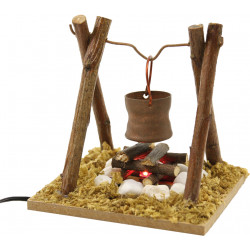 Chimenea con cubo de cobre,...