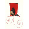 Sombrero con remolino rojo negro 55 cm