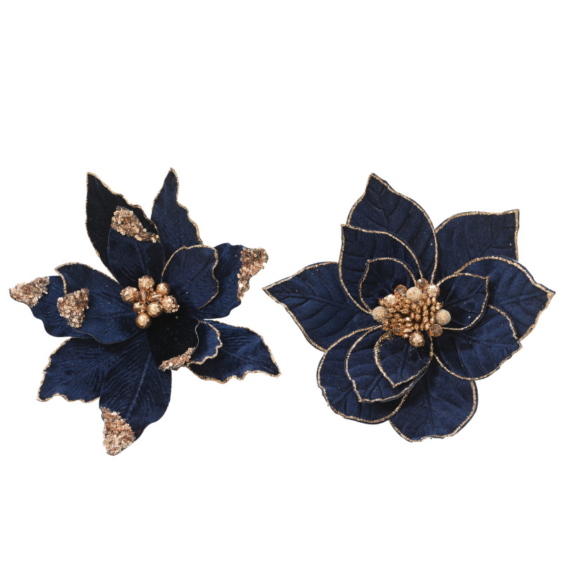 Flor Poinsettia azul oscuro 29cm