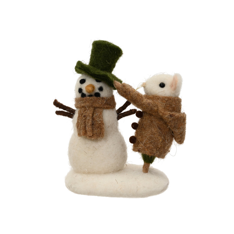 Raton lana c/ muñeco de nieve 14 cm