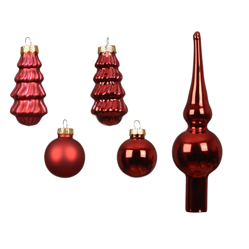 Set 13 Ornamentos cristal rojos 3 cm