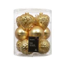Set 12 bolas cristal doradas 8 cm