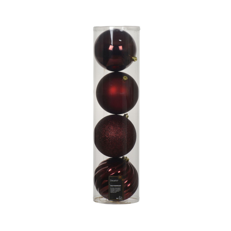 Set de 4 bolas granates antirrotura 14 cm