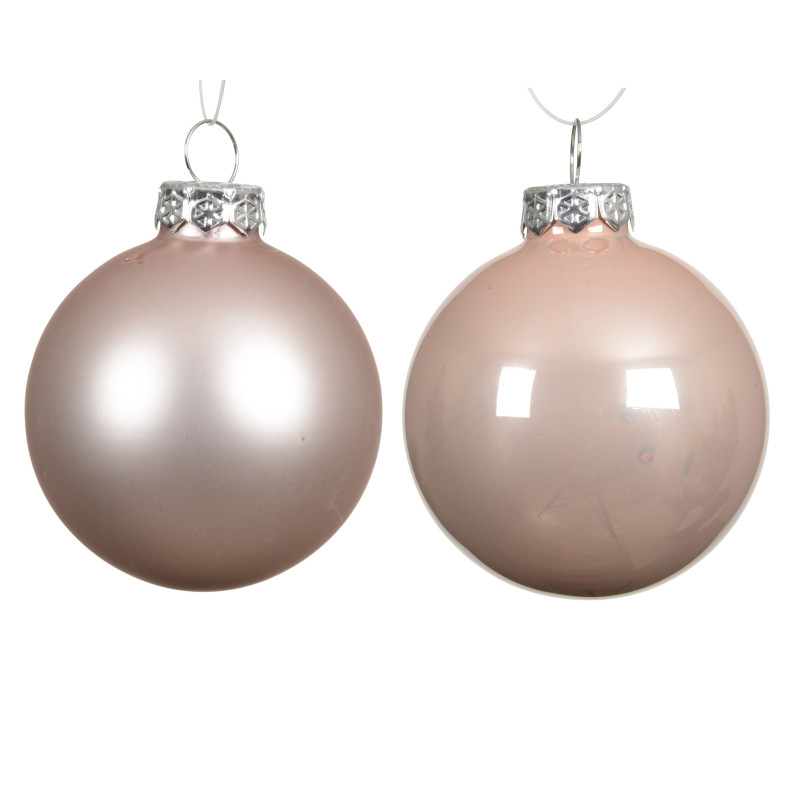 Set 6 bolas cristal rosa palo 8 cm