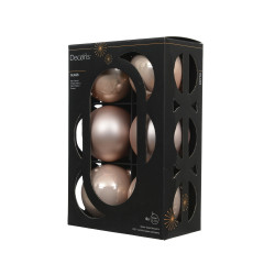 Set 6 bolas cristal rosa palo 8 cm