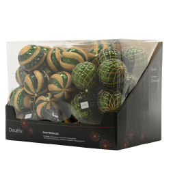 Bolas plástico verde/dorado 12 cm