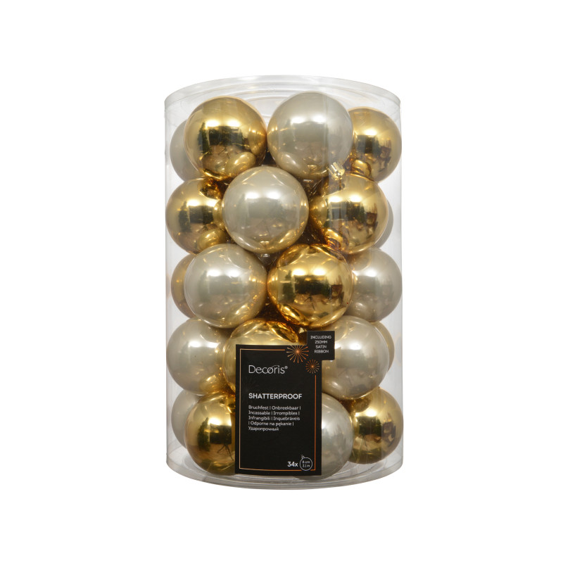 Set de 34 bolas granate antirrotura 6 cm