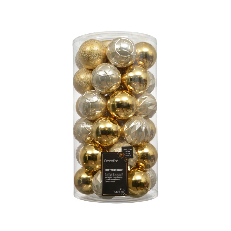 Set de 37 bolas granate antirrotura 6 cm