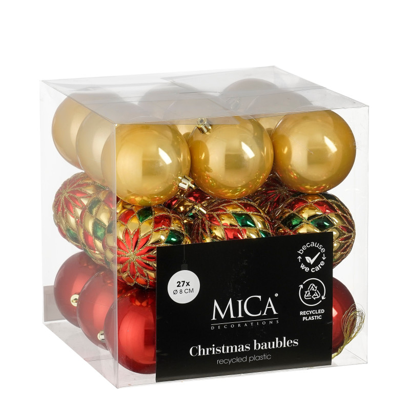 Set 27 Bolas irrompibles doradas D8cm