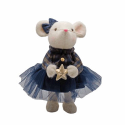 Ratón con vestido azul 38cm