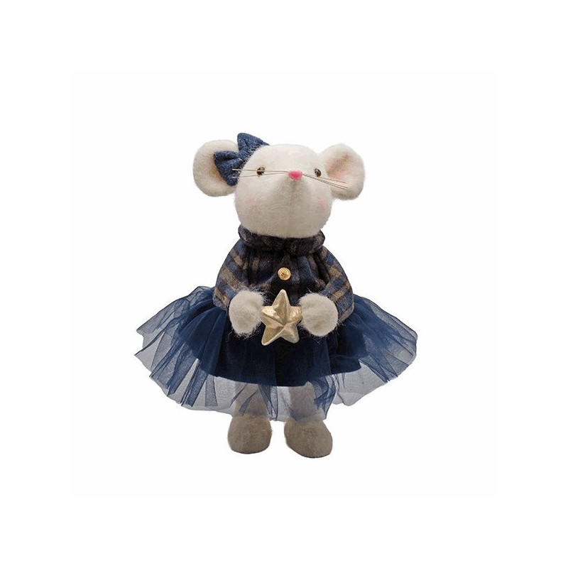 Ratón con vestido azul 38cm
