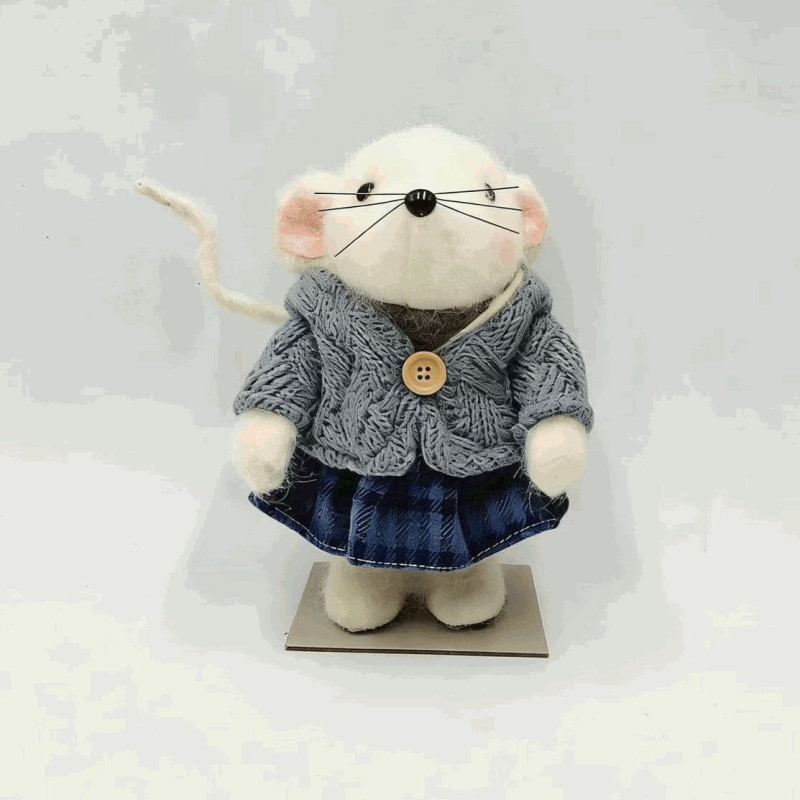 Ratón con vestido azul 18,5 cm