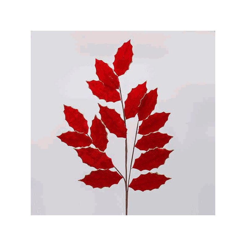 Ramaje terciopleo rojo de hojas 87cm