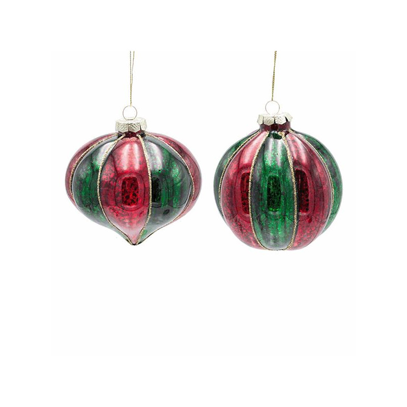 Bola cristal rojo y verde a rayas 10cm
