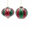Bola cristal rojo y verde a rayas 10cm