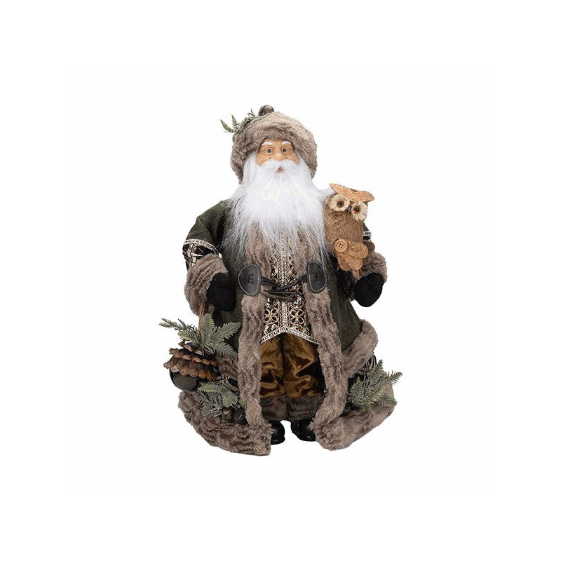 Papa Noel y buho marrón 45cn