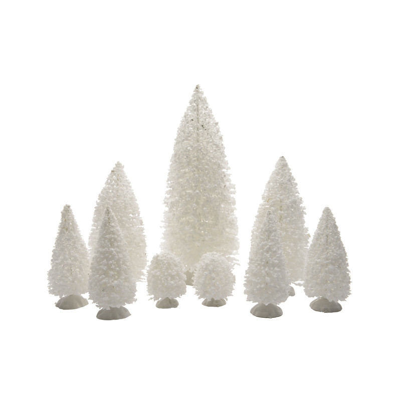 Set 9 árboles blancos, polirresina